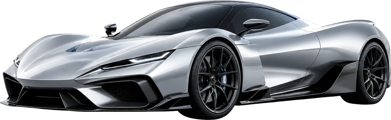 Серебристый спортивный автомобиль